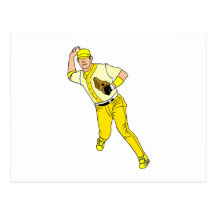 Yellow Baseball Player Postcard