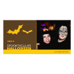 Yellow bats modern spooktacular Halloween custom Photo Greeting Card