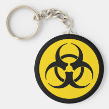 Yellow Biohazard Symbol Keychain