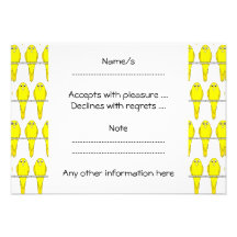 Yellow Bird Pattern. Canaries. Custom Invite
