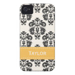 Yellow Black and White Damask iPhone 4 Cases
