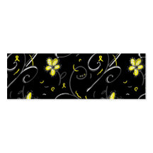 Yellow & Black Flowery Skinny Business Cards