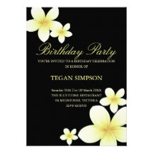 Yellow & Black Frangipani Birthday Invite