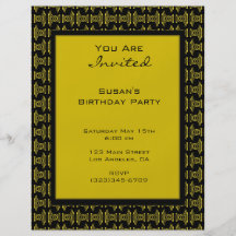 yellow black pattern party flyers
