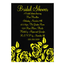 Yellow & Black Rose Bridal Shower Invitation