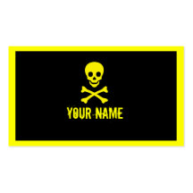 Yellow black skull crossbones customisable cards business card templates