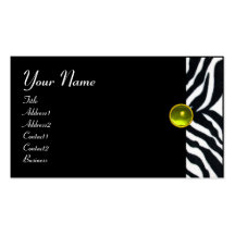 YELLOW  BLACK WHITE ZEBRA FUR MONOGRAM,Topaz Business Card Templates