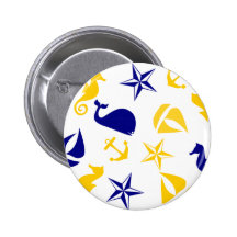 Yellow Blue Nautical Scatter Buttons