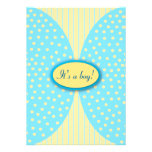 Yellow & Blue Stripes Dots Baby Shower Invitations