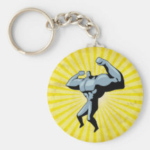 Yellow Bodybuilder Keychain