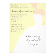 Yellow Bride Silhouette Bridal Shower Custom Announcements