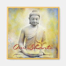 Yellow Buddha, Om Shanti Fridge Magnets