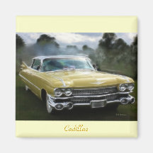 Yellow Cadillac Refrigerator Magnet