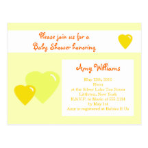 Yellow Candy Hearts Postcard Shower Inviation