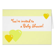Yellow Candy Hearts Shower Invitation Greeting Cards