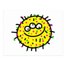 Yellow Cartoon Germ Postcard