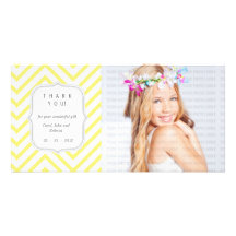 Yellow Chevron - Any Occasion Thank you Personalised Photo Card