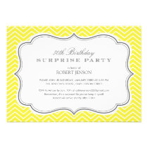 Yellow Chevron Stripes Surprise Party Invitations invitations