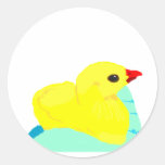 Yellow chick blue hand children grapic kid round stickers