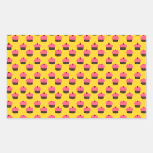 Yellow cupcake pattern rectangle sticker