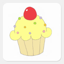 Yellow Cupcake Square Sticker