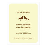 Yellow custom save the date love birds flat card post cards