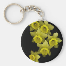 Yellow Daffodils On Black Key Chain