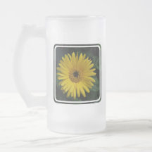 Yellow Daisy Frosted Beer Mugs