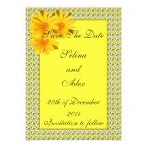 Yellow Daisy Save the Date Personalized Invitation