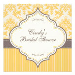 Yellow Damask & Stripe Bridal Shower Invitation