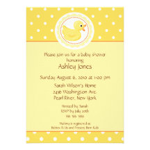 Yellow Duck Baby Shower Custom Invites
