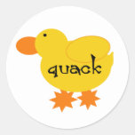 Yellow Duck Quack Round Sticker
