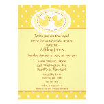Yellow Ducks Twins Baby Shower Custom Invites