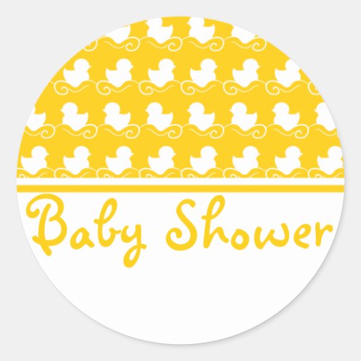 yellow ducky row baby shower seal sticker