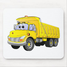 Yellow Dump Truck Cartoon Mouse Pads