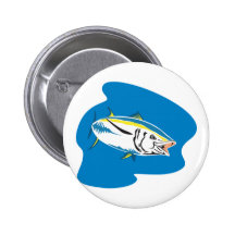Yellow Fin Tuna Fish Retro Button