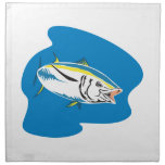 Yellow Fin Tuna Fish Retro Cloth Napkin