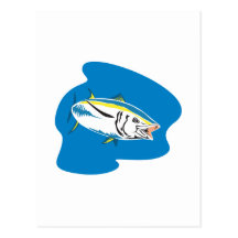 Yellow Fin Tuna Fish Retro Post Card