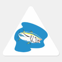 Yellow Fin Tuna Fish Retro Triangle Stickers