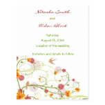 Yellow Floral Swallows Save Date /RSVP/ Invitation Postcard