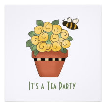Yellow Floral Tea Party Invitation