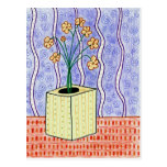 Yellow Flower Vase Art Postcard