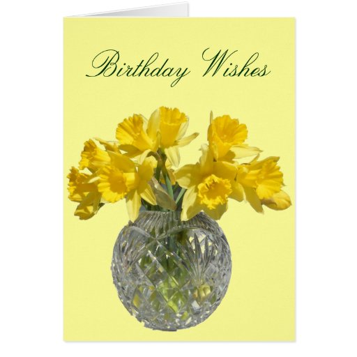 Yellow Flowers Daffodil Birthday Wishes Greeting Card