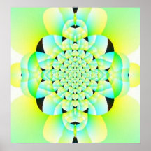 Yellow Fractal Flower Print