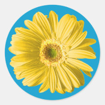 Yellow Gerbera Daisy Flower Round Stickers