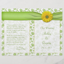 Yellow Gerbera Daisy Green Floral Wedding Program Flyers