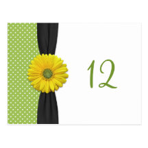Yellow Gerbera Daisy Table Number Card Post Cards