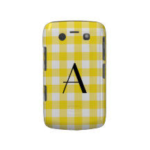 Yellow gingham pattern monogram Case-Mate blackberry case
