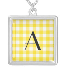 Yellow gingham pattern monogram jewelry