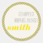 Yellow Gray Zig Zag Sticker Shipping Address Label